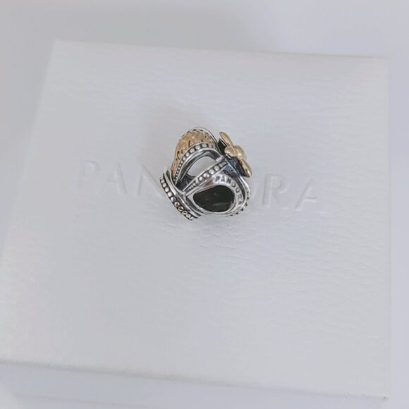 Pandora Two-tone Regal Crown Dangle Charm S925 Sterling Silver Bracelet Pendant - Picture 6 of 9